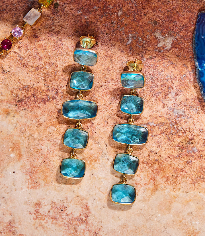 Five Drop Gemstone Earrings