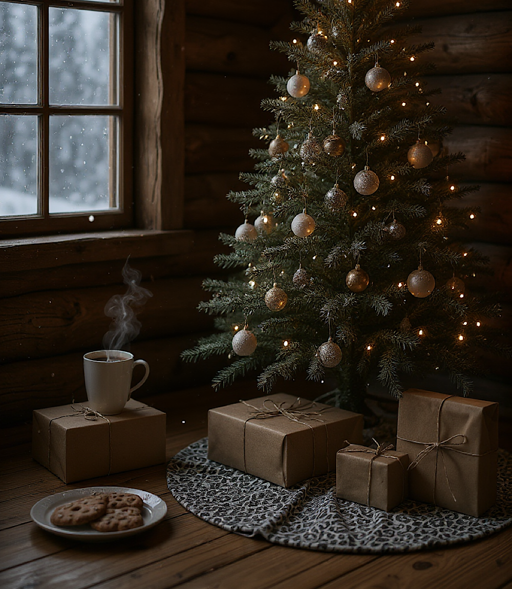 Reversible Plaid & Leopard Christmas Tree Skirt