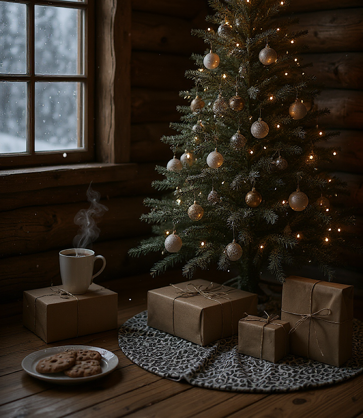 Reversible Plaid & Leopard Christmas Tree Skirt