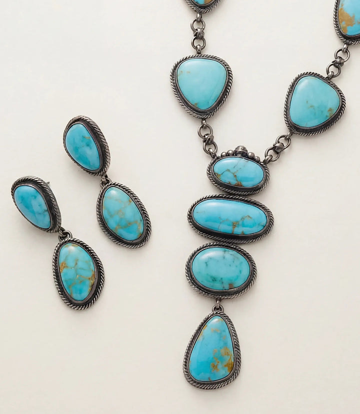 Kingman Turquoise Necklace And Earring Set