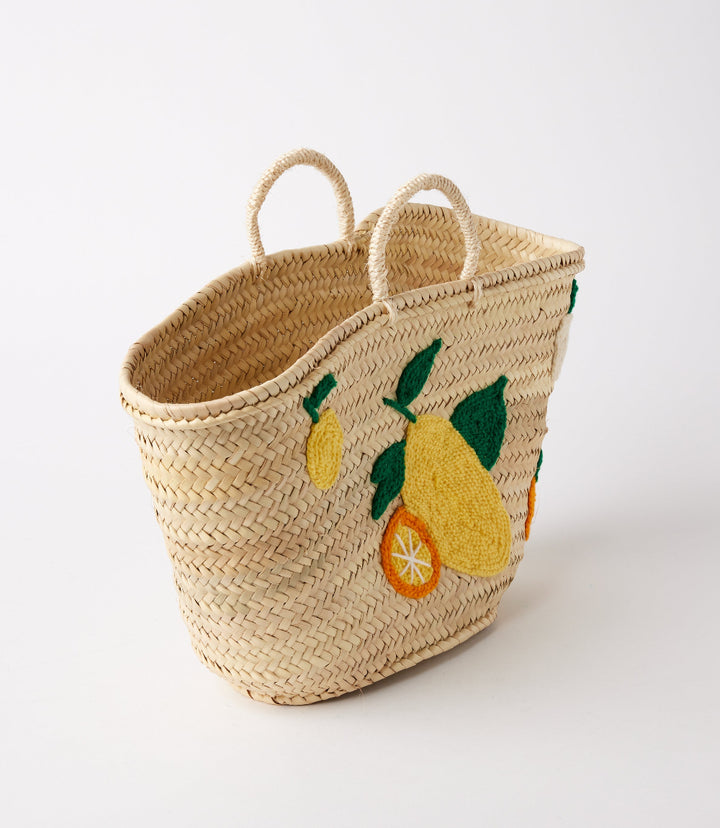 Embroidered Straw Tote Bag