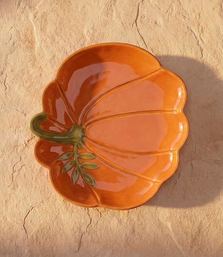 Porcelain Pumpkin Tidbit Plate