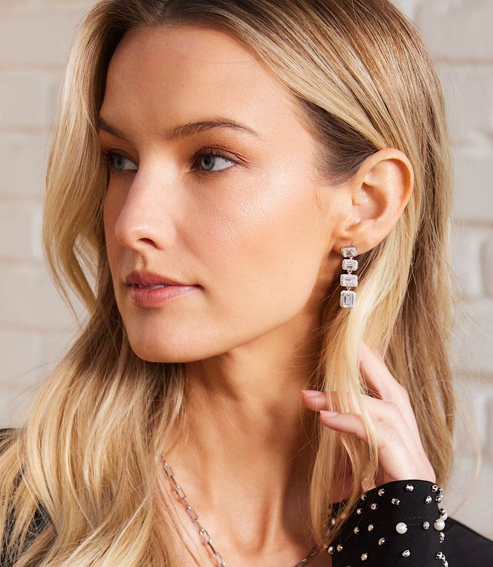 Triple Crystal Earrings