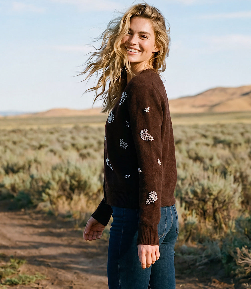 Rhinestone Cardigan Sweater