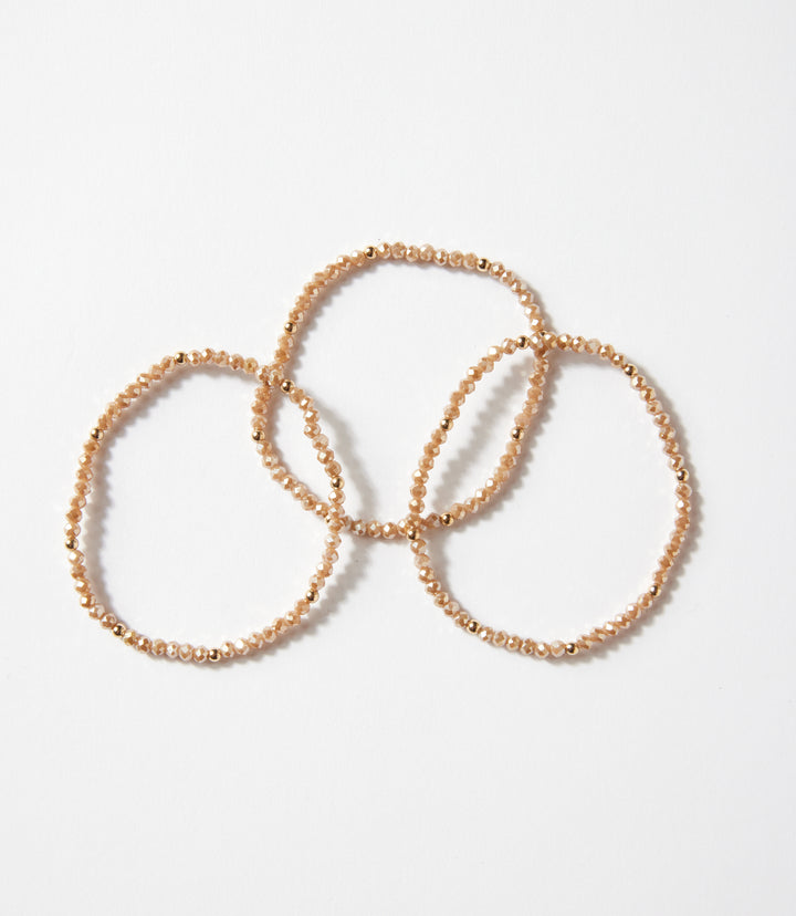 Beaded Crystal Bracelets, Set Of 3