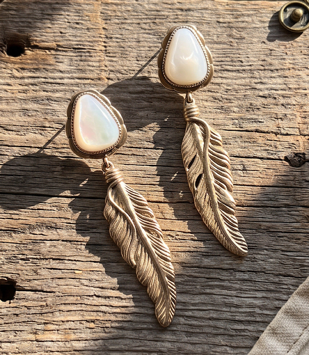 Desert Plume Golden Feather Earrings