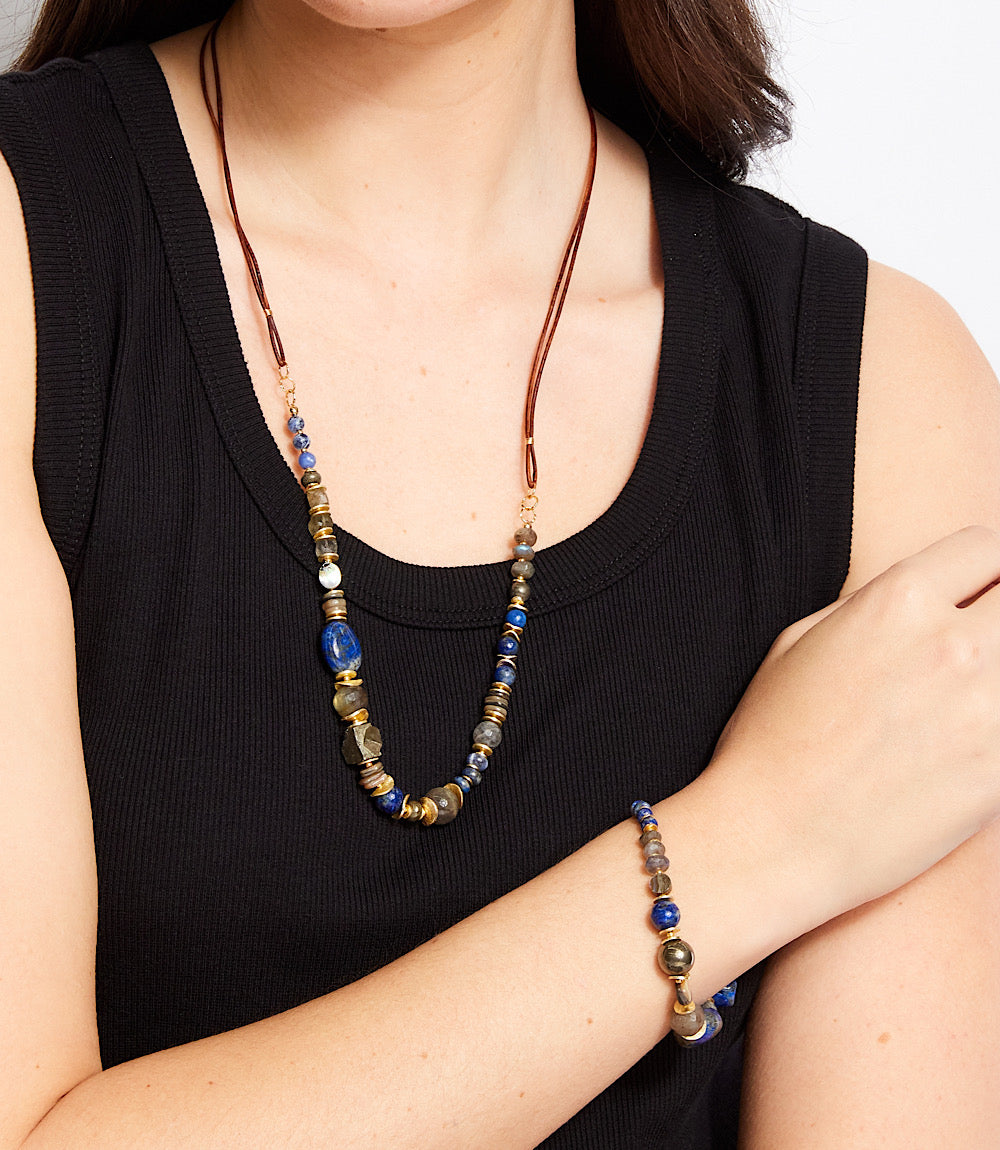 Blue Moon Shell And Gemstone Necklace