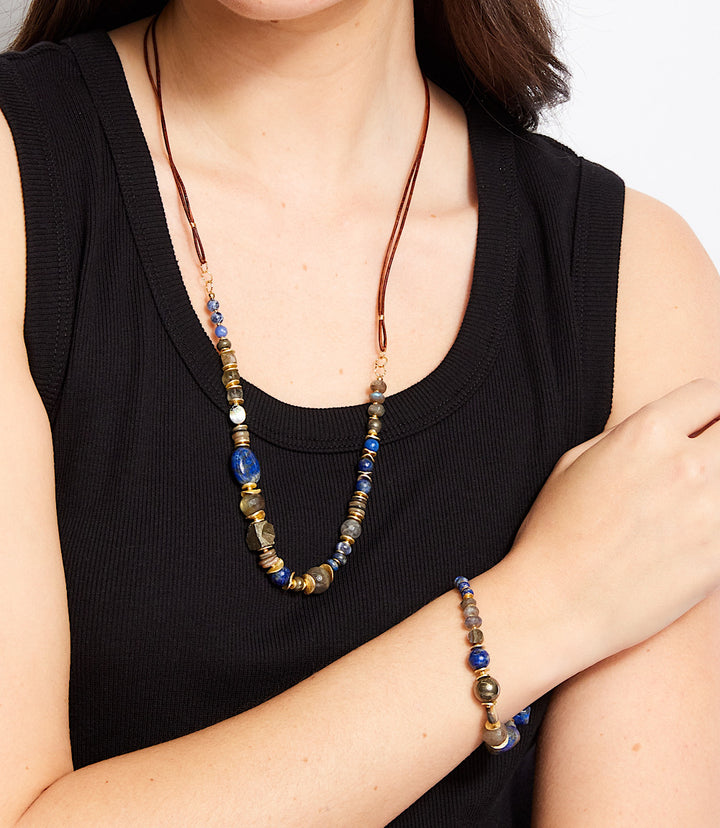 Blue Moon Shell And Gemstone Necklace