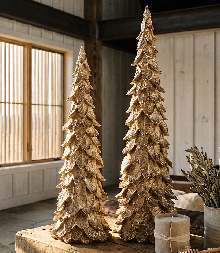 Gold Glitter Trees, Set Of 2