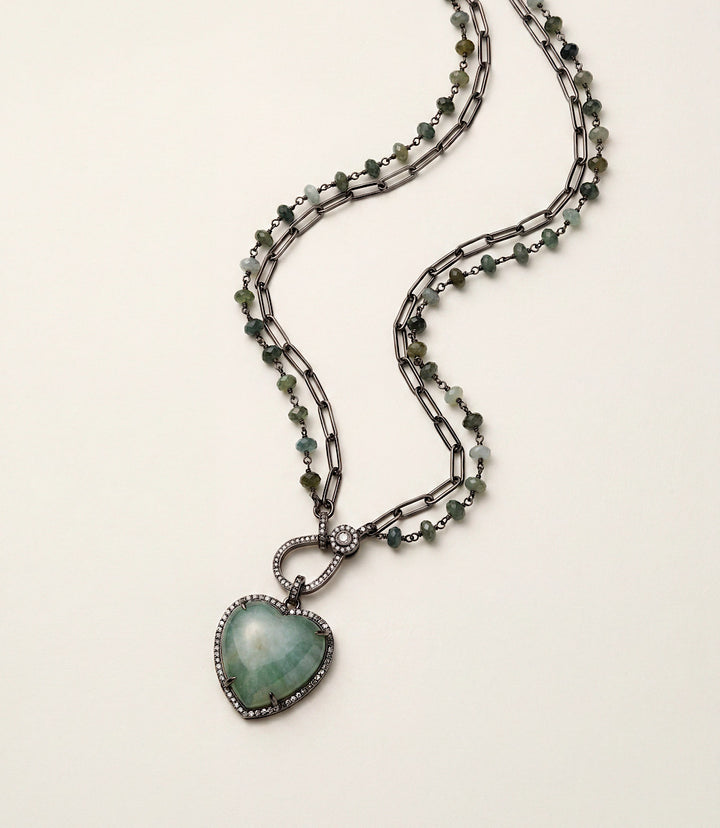 Aquamarine Heart Crystal Pendant Necklace