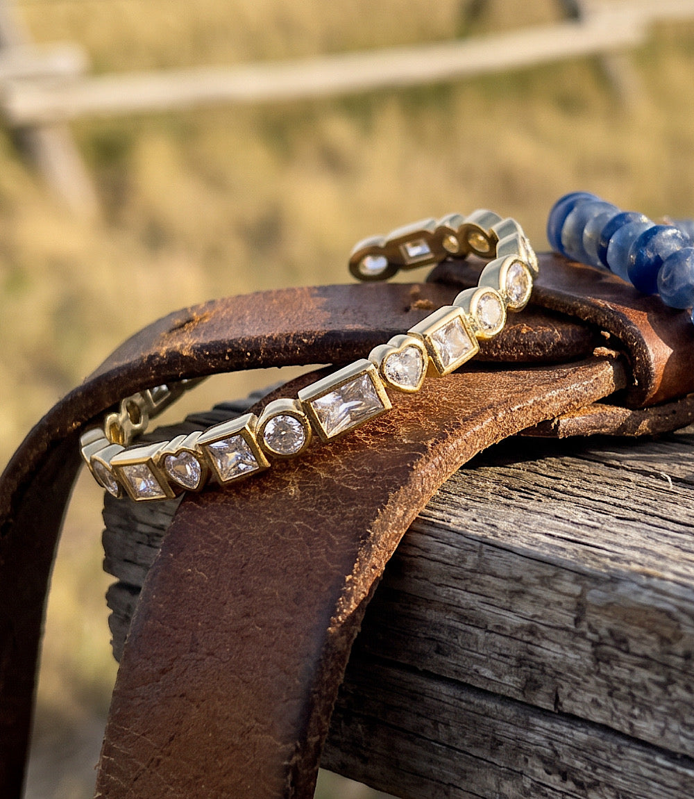 Multi Shape Crystal Cuff Bracelet