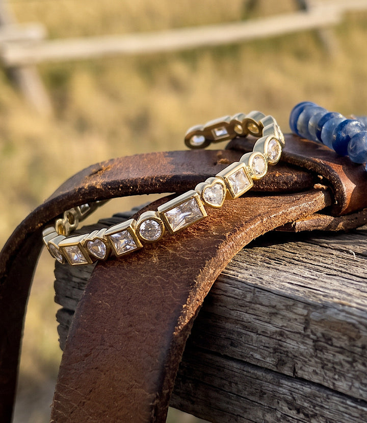 Multi Shape Crystal Cuff Bracelet