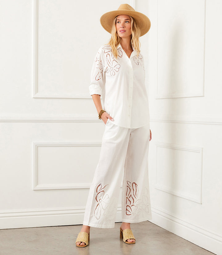 Cutout Embroidery Pants