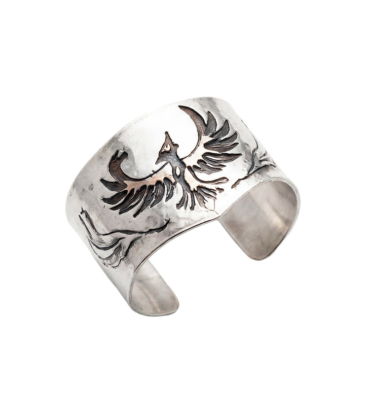 Engraved Phoenix Cuff Bracelet