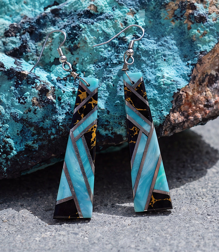 Vintage Larimar Inlay Earrings