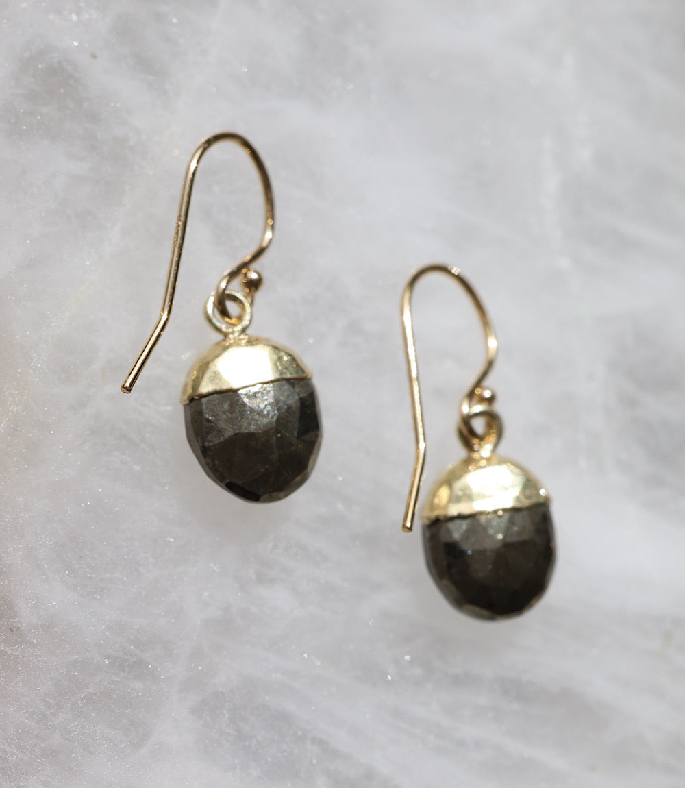 Pyrite Bezel Simple Earrings