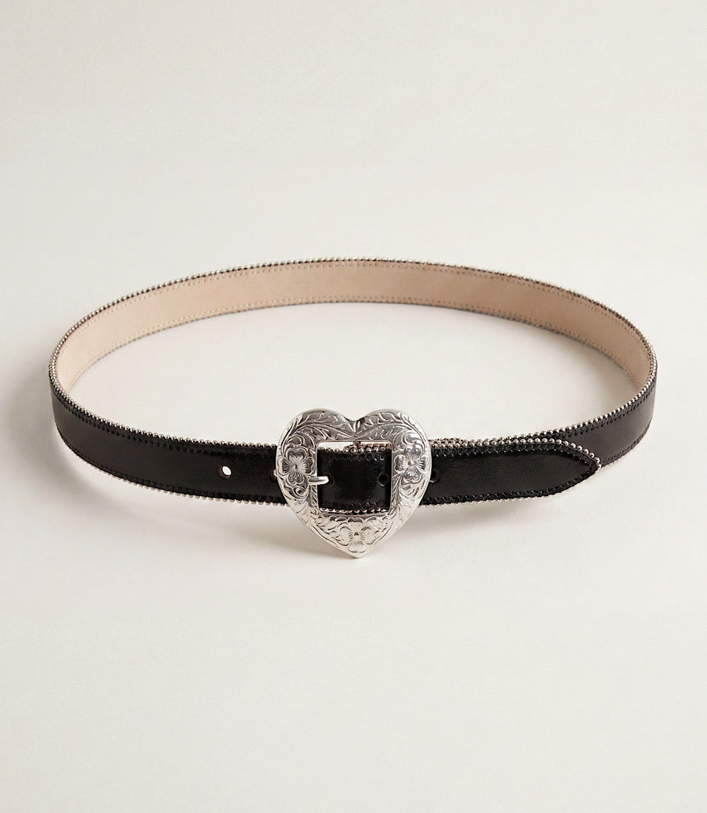 Streets Ahead Leather Embellished Heart Buckle Belt