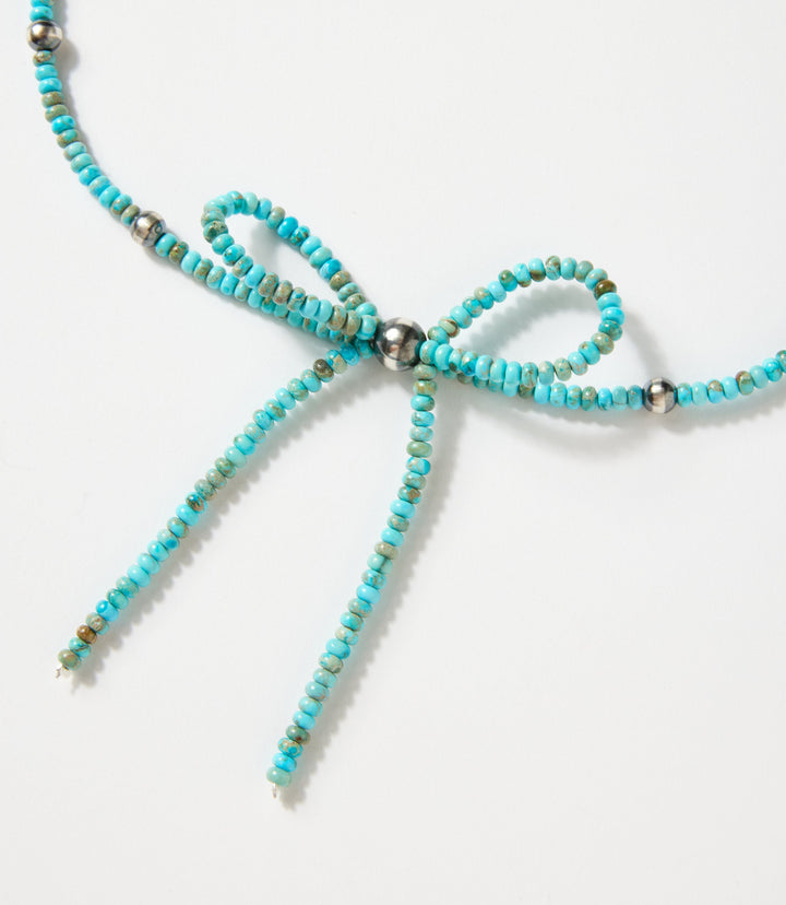 Beaded Turquoise Bow Tie Necklace