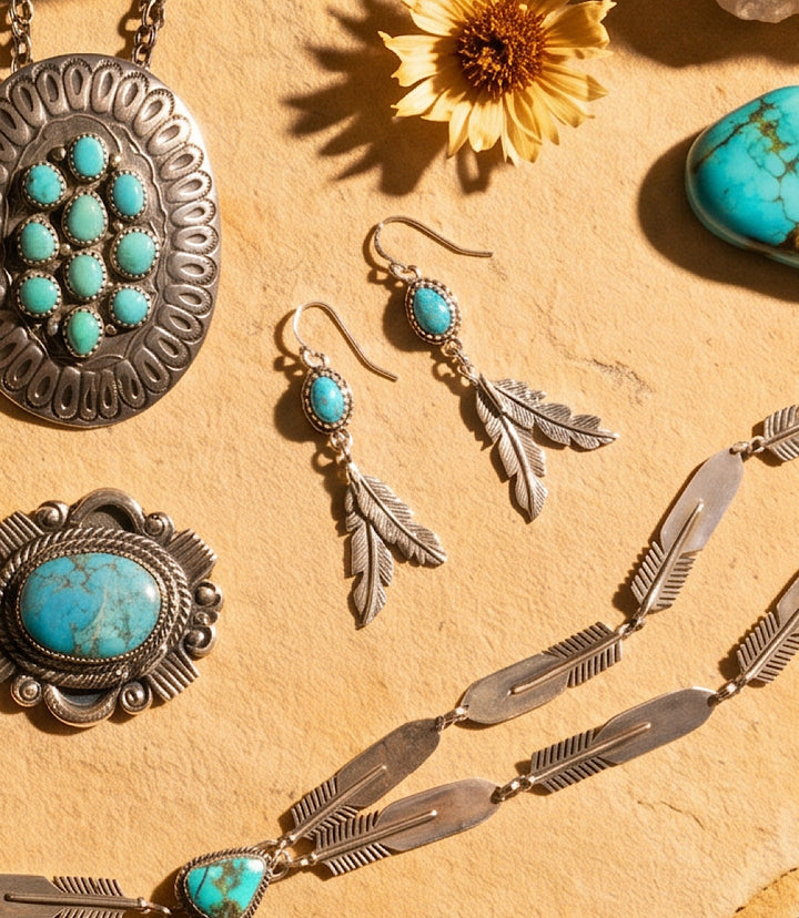 Kingman Turquoise Feather Dangle Earrings