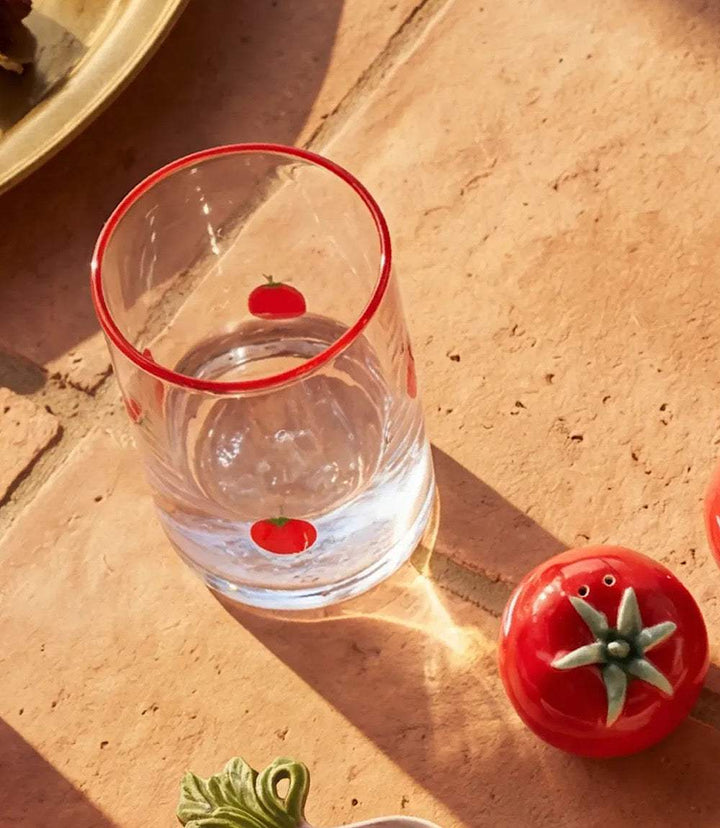 Tomato Hand-Painted Drinking Glass