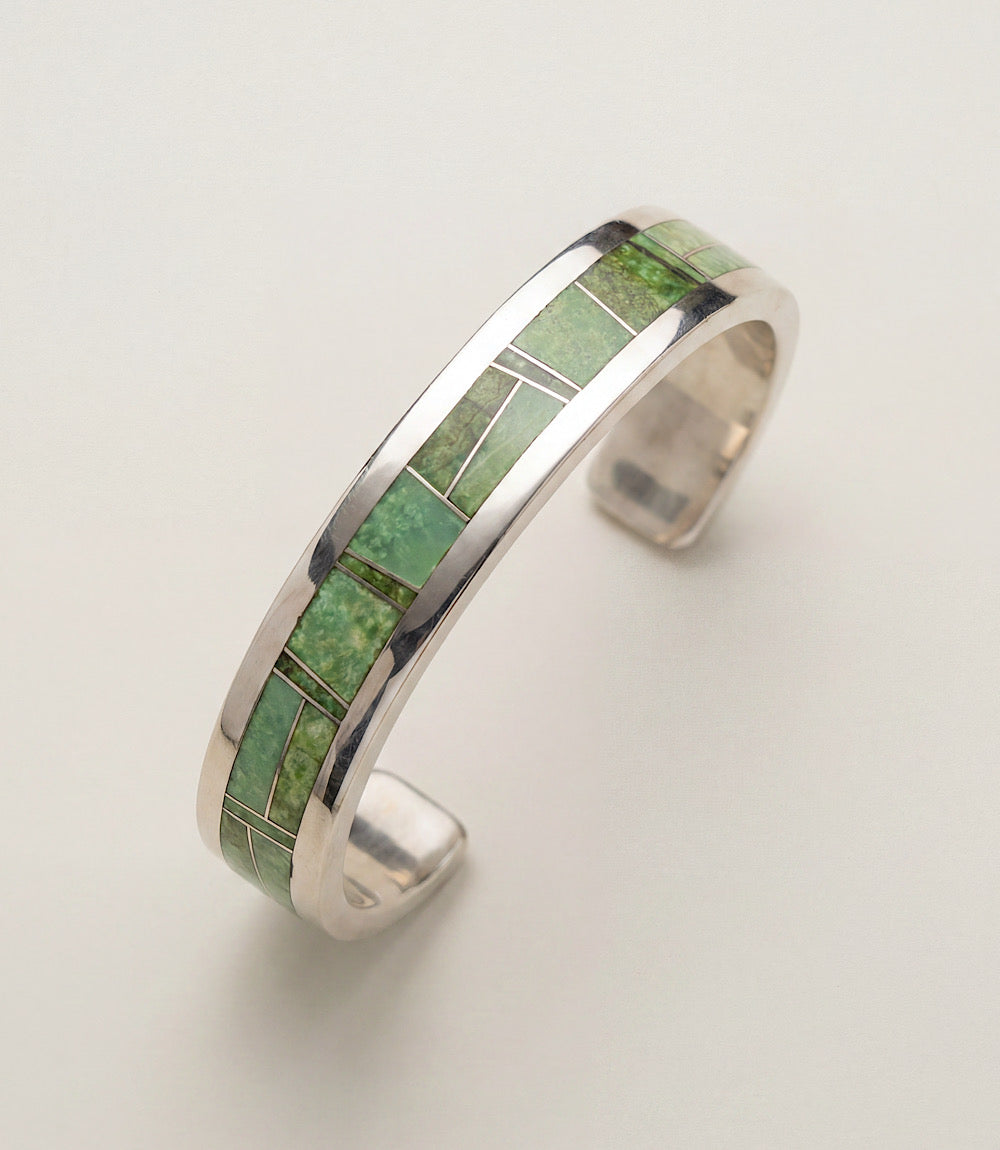 Green Turquoise Inlay Cuff Bracelet