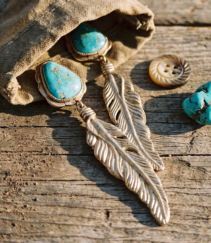 Desert Plume Golden Feather Earrings