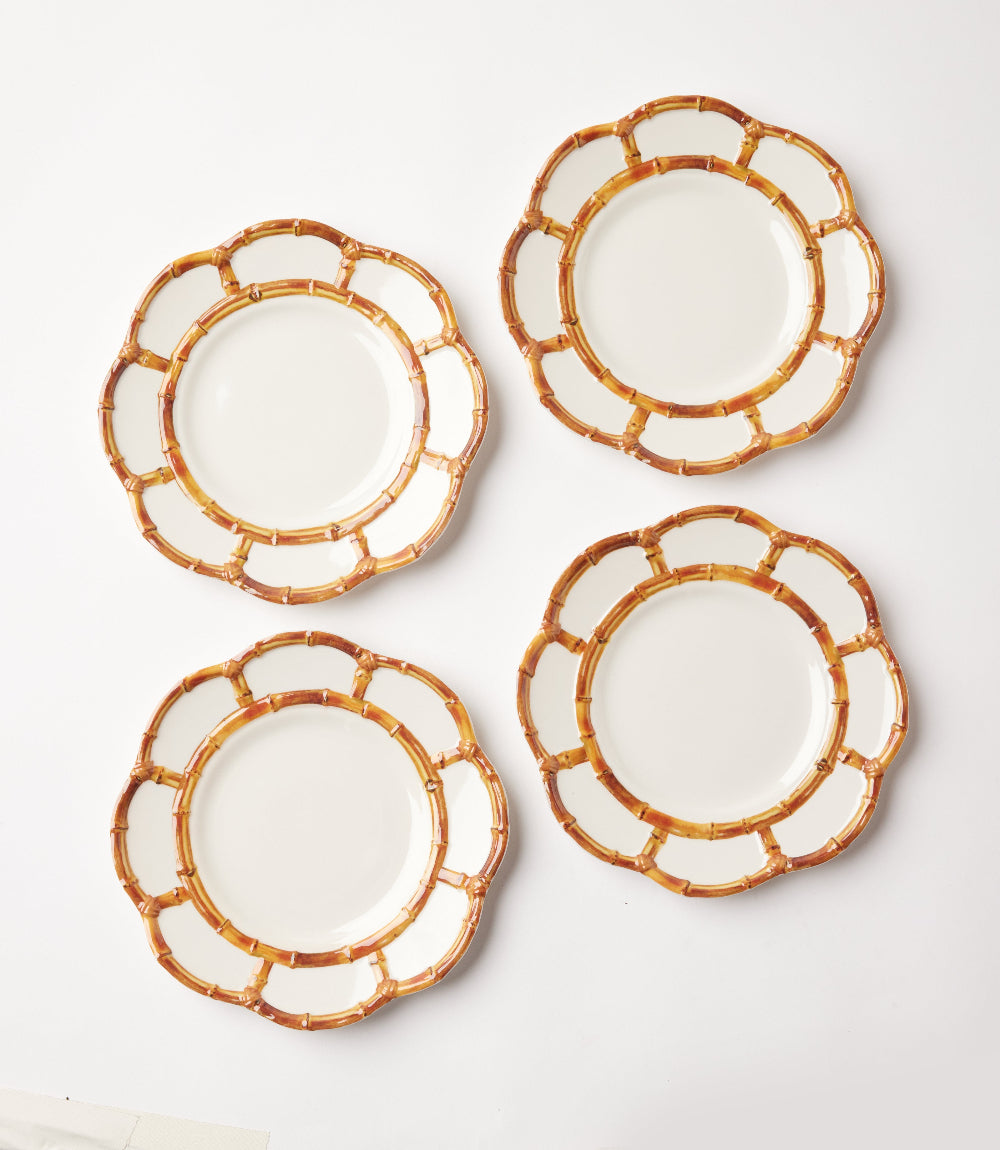 Bamboo Accent Salad Plates, Set Of 4