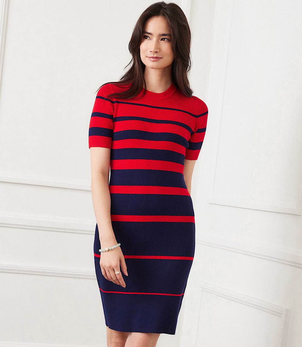 Stripe Ribbed Sweater Dress