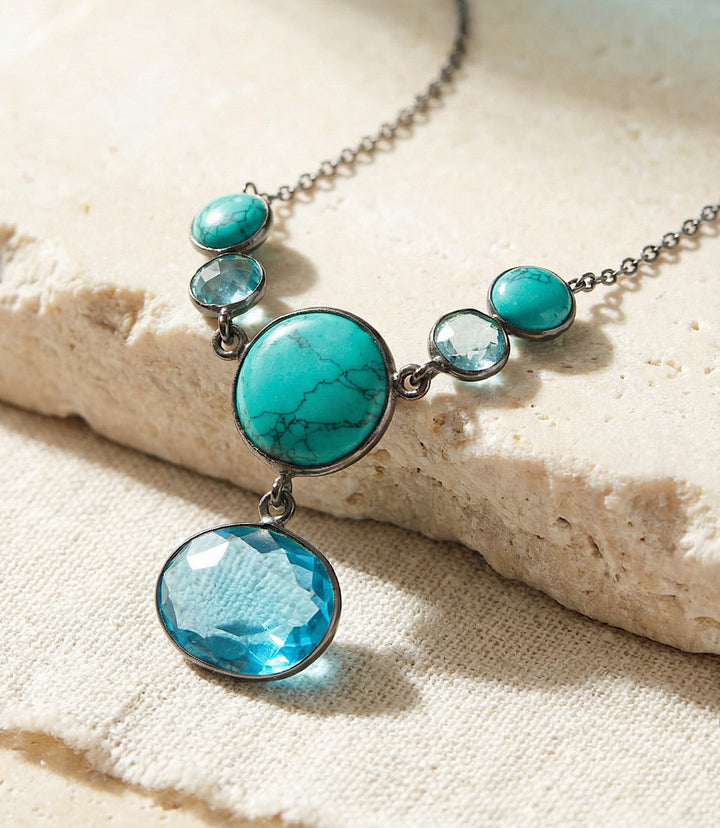Turquoise And Blue Topaz Statement Necklace