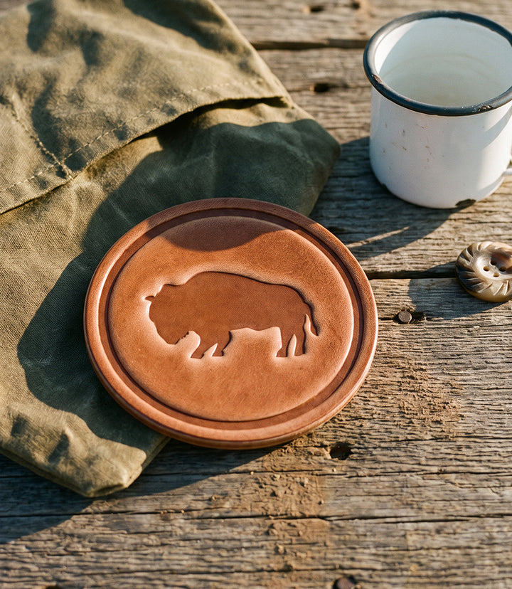 Stamped Leather Buffalo Coaster