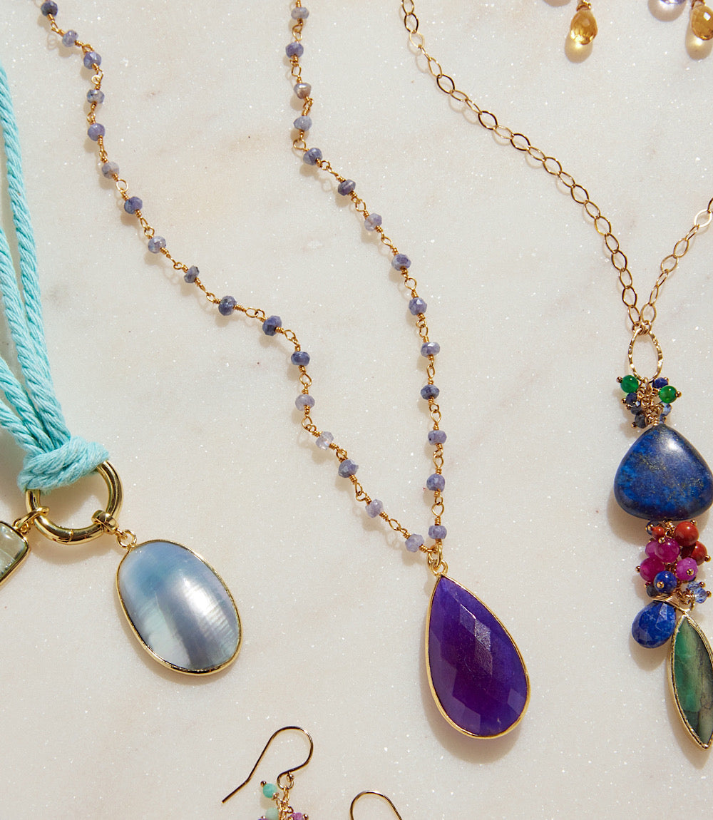 Beaded Teardrop Pendant Necklace