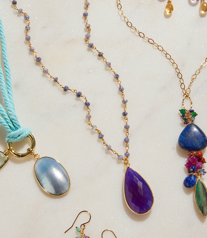 Beaded Teardrop Pendant Necklace