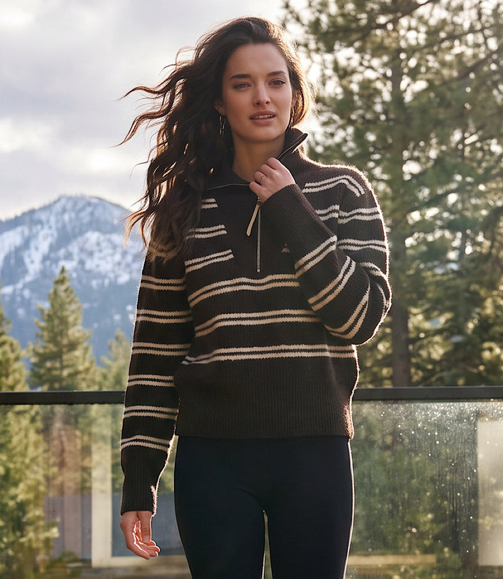Stripe Half Zip Sweater