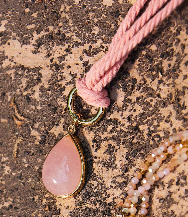 Teardrop Gemstone Cord Necklace