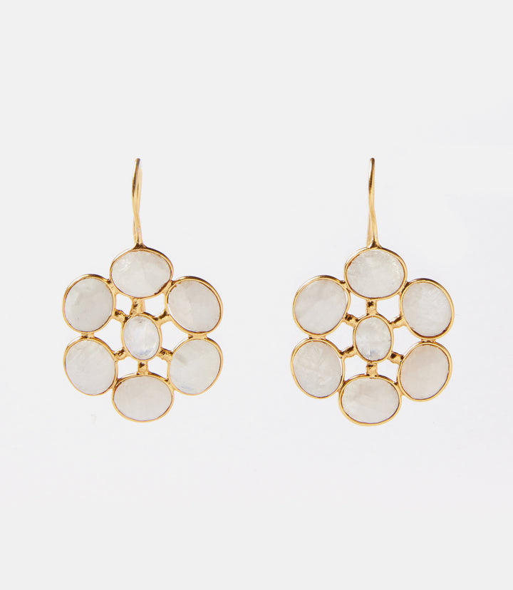 Gemstone Flower Earrings