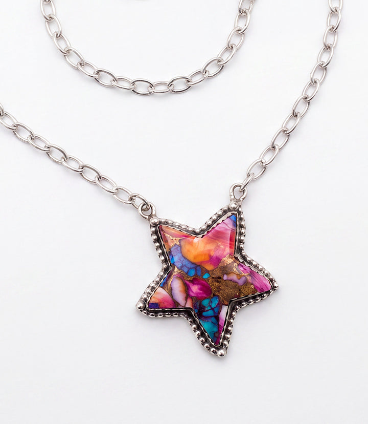 Pink Dahlia Star Necklace
