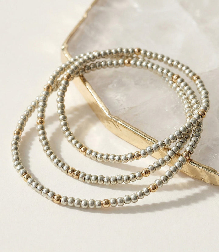 Beaded Crystal Bracelets, Set Of 3