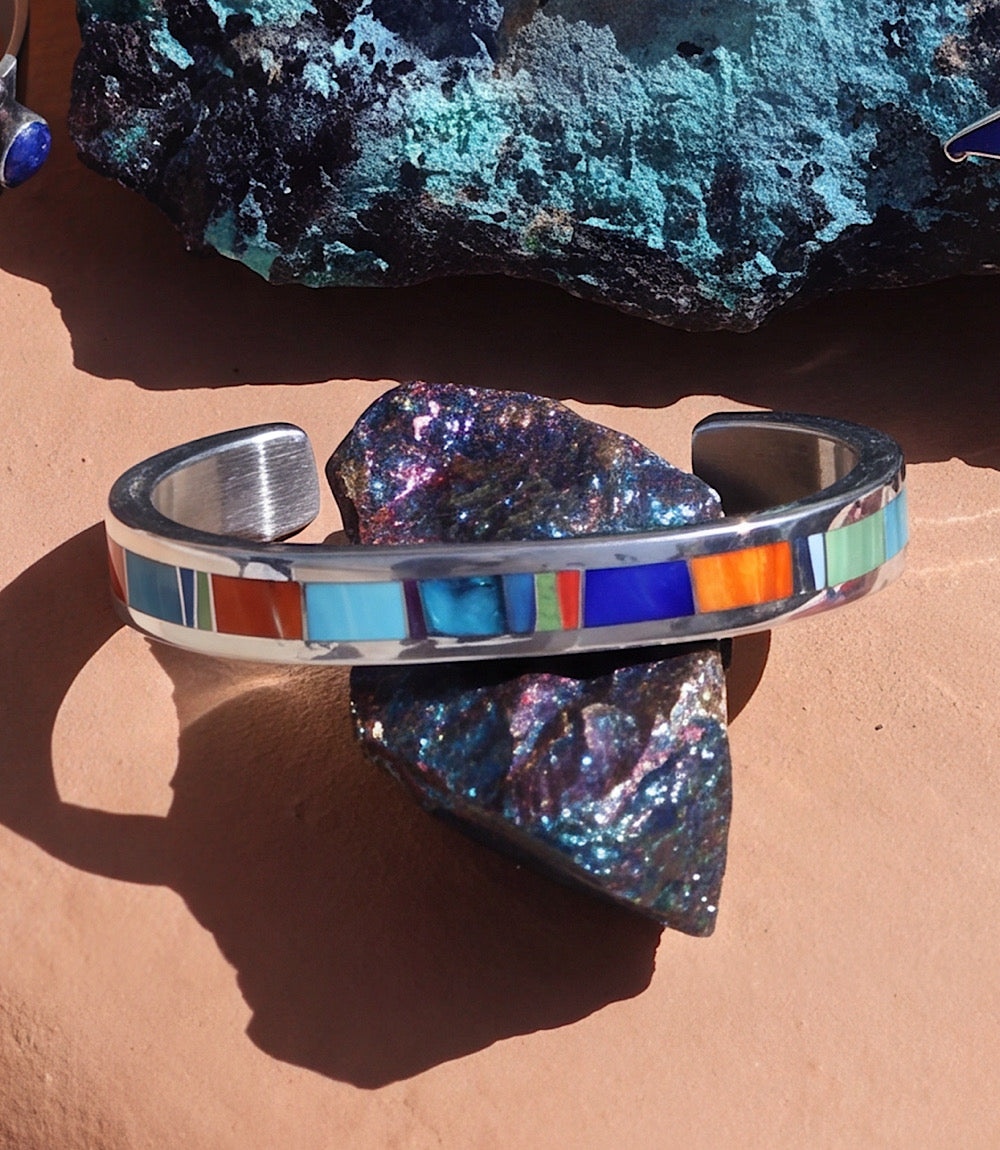 Multi-Stone Turquoise Inlay Cuff Bracelet