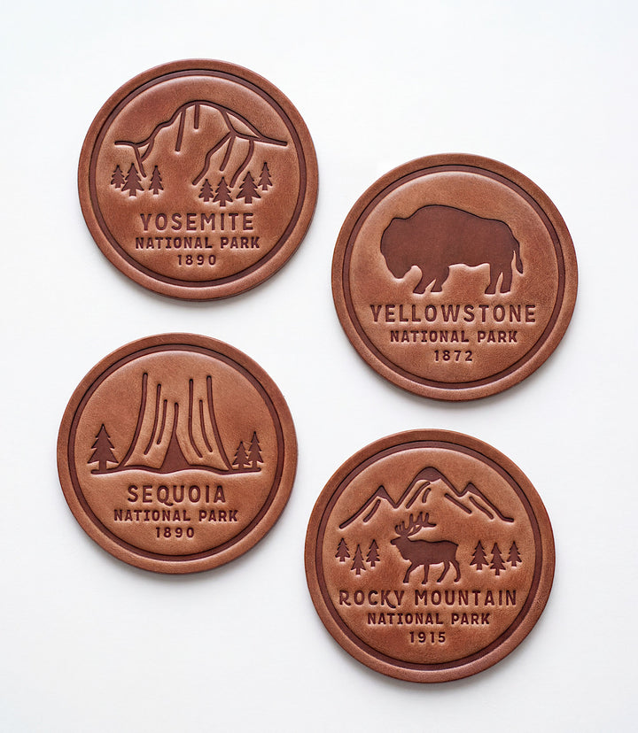 Leather National Park Coasters, Set Of 4