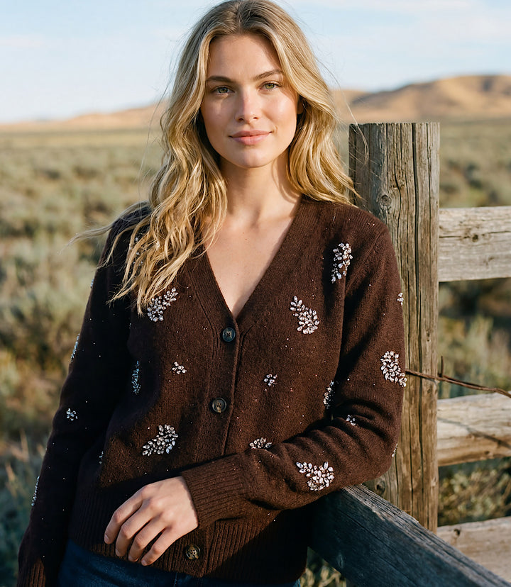Rhinestone Cardigan Sweater