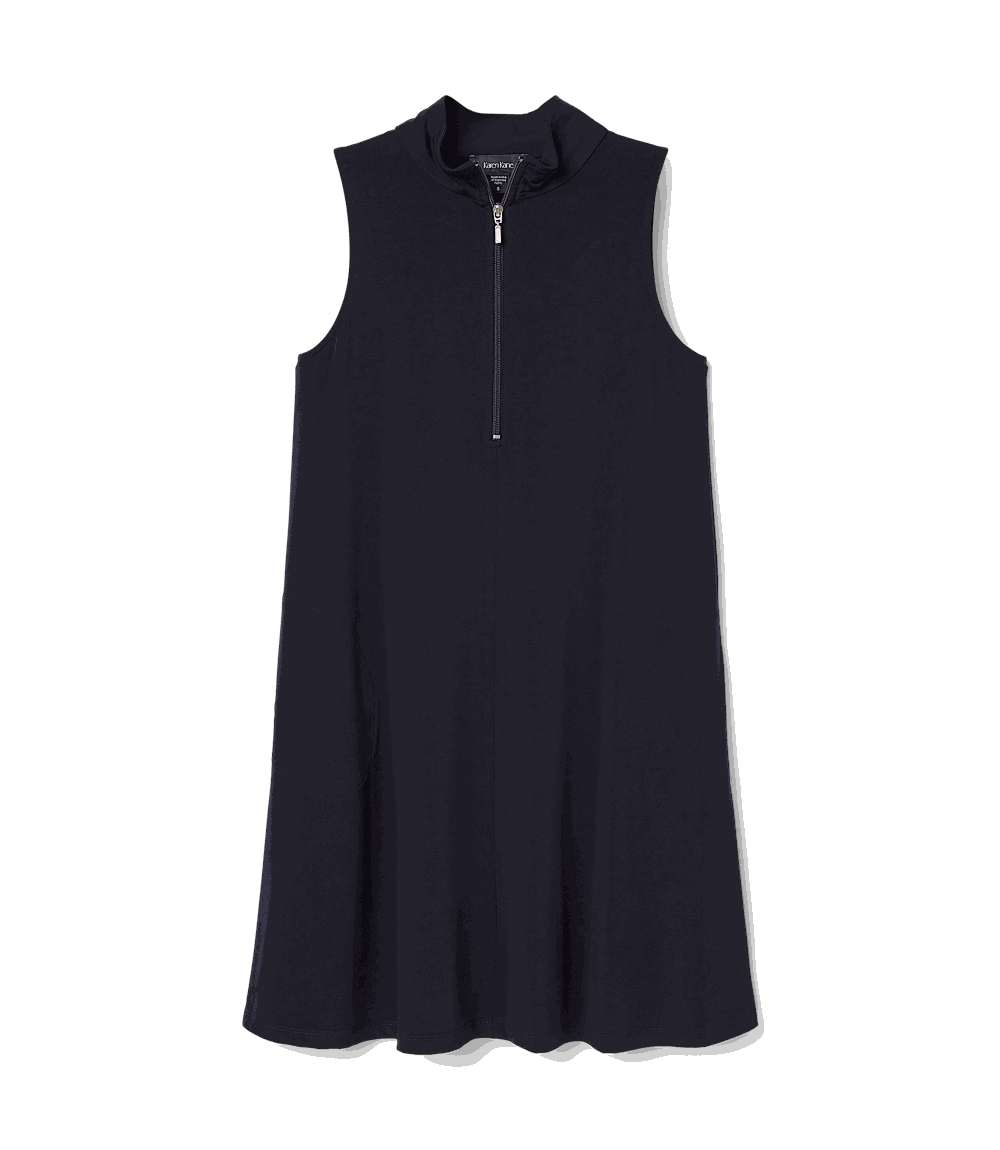 Karen Kane Sleeveless Zip Up Travel Dress, M, Navy Karen Kane Sleeveless Zip Up Travel Dress, M, Navy