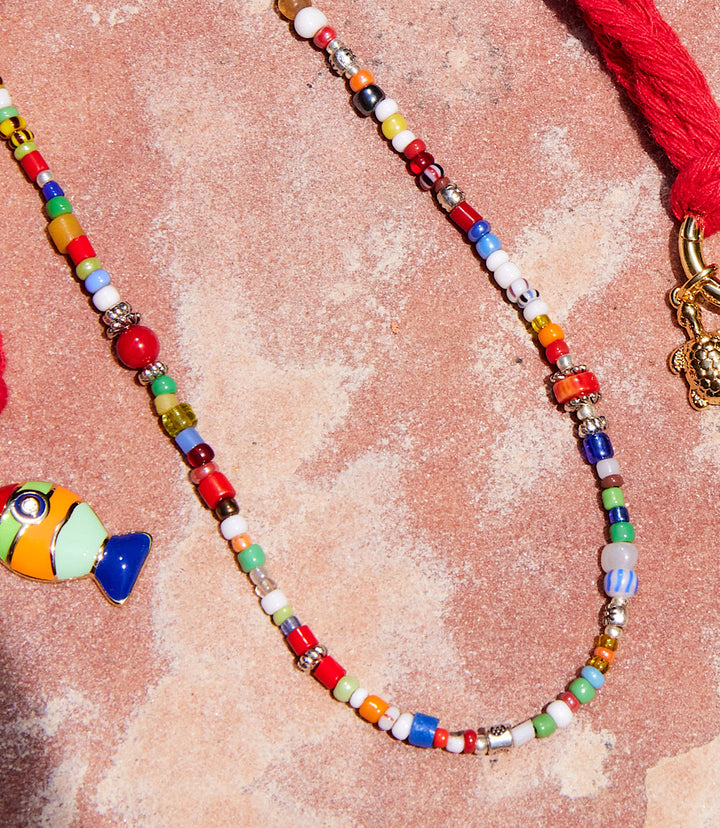 African Trade Beads Necklace