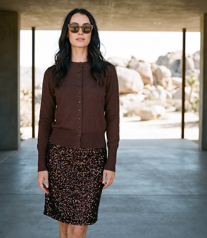 Velvet Sequin Pencil Skirt