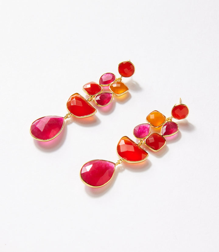 Mixed Gemstone Drop Earrings