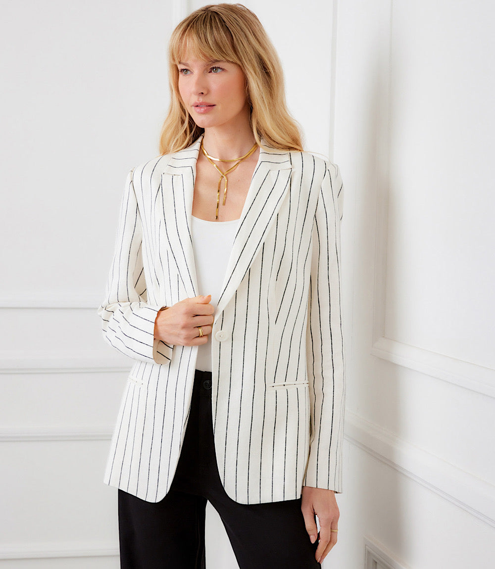 Linen Blend Stripe Blazer