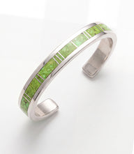 Green Turquoise Inlay Cuff Bracelet