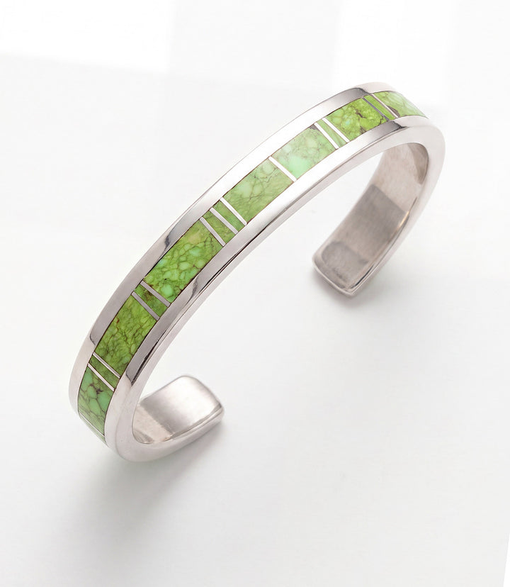 Green Turquoise Inlay Cuff Bracelet