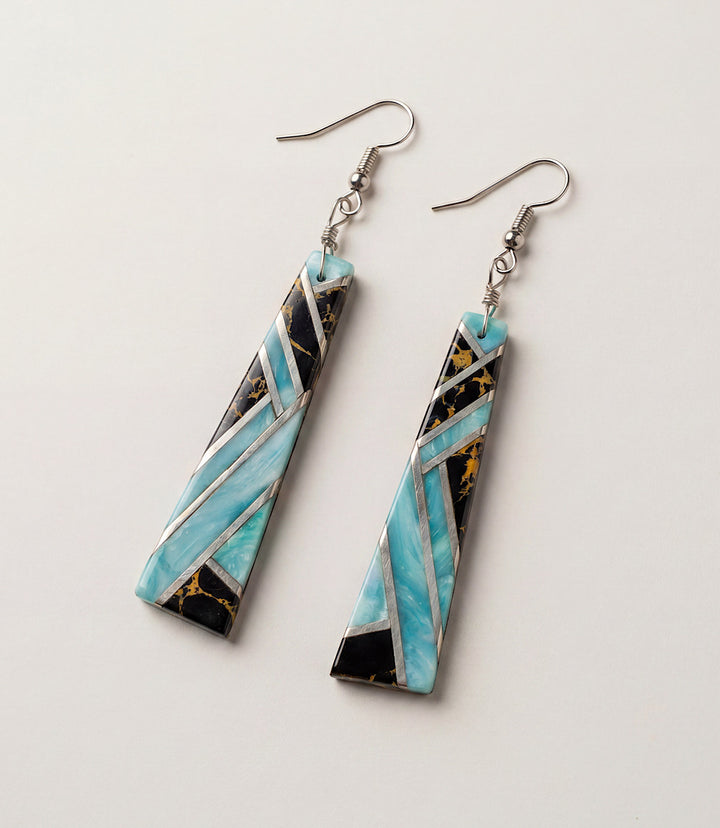 Vintage Larimar Inlay Earrings