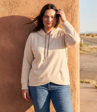 Plus Size Rhinestone Drawstring Crossover Sweatshirt