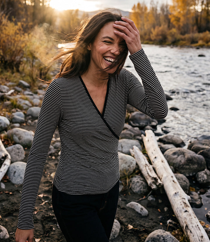 Side-Shirred Crossover Top